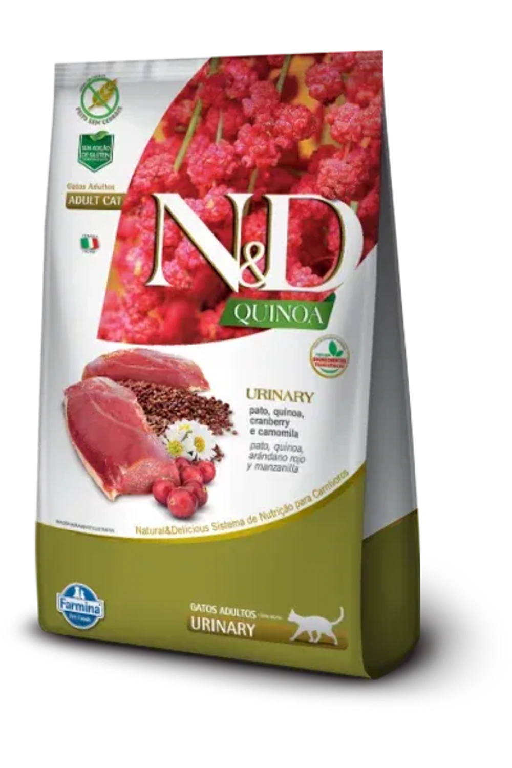 Ração ND Quinoa Felin Adult Urinary Pato 1,5 kg da marca FARMINA no Pet Shop Bichos & Cia em Ubá