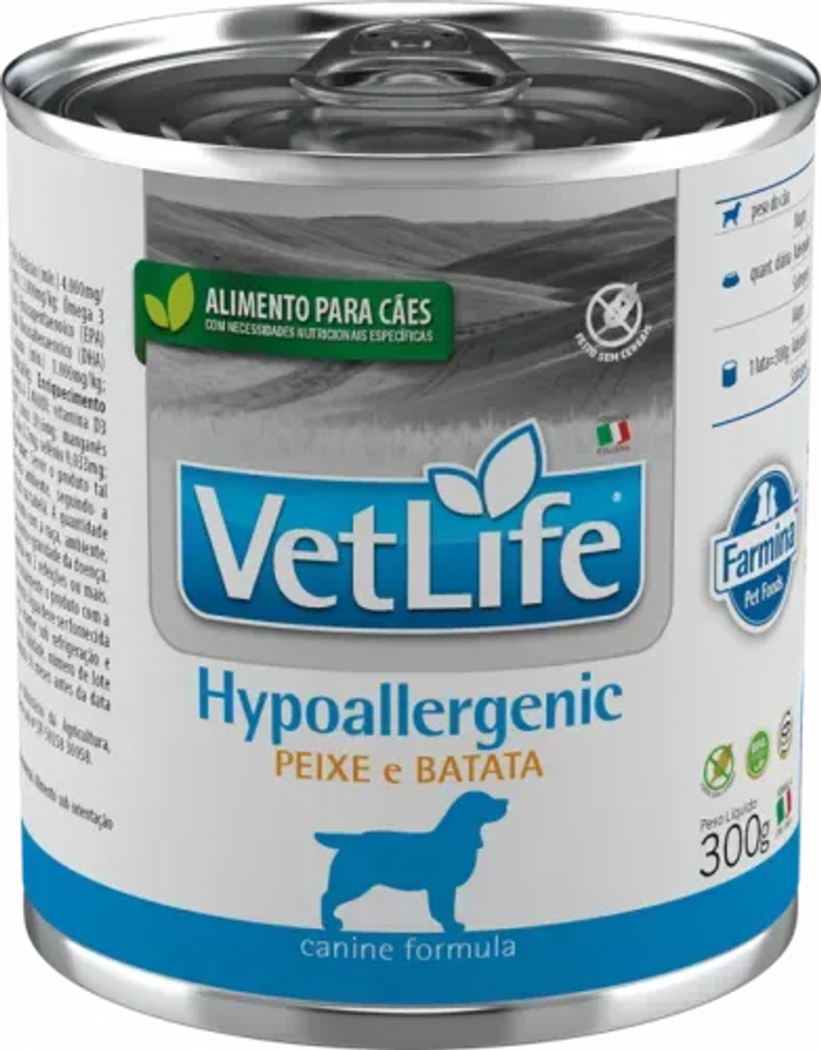 Ração Vet Life Canine Wet Hypoallergenic Peixe 300 grs da marca FARMINA no Pet Shop Bichos & Cia em Ubá