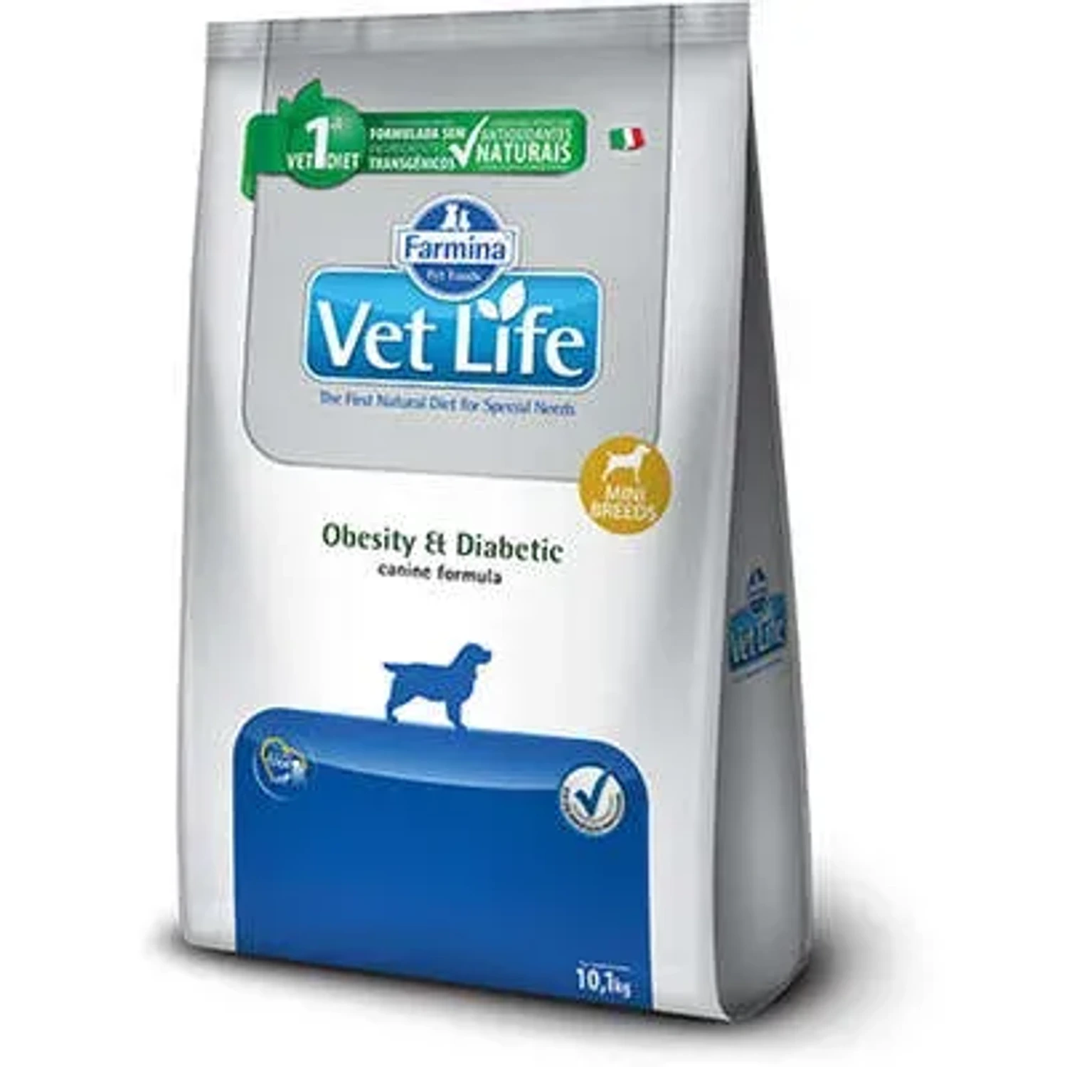 Ração Vet Life Canine Obesity e Diabetic Mini 10,1 kg da marca FARMINA no Pet Shop Bichos & Cia em Ubá