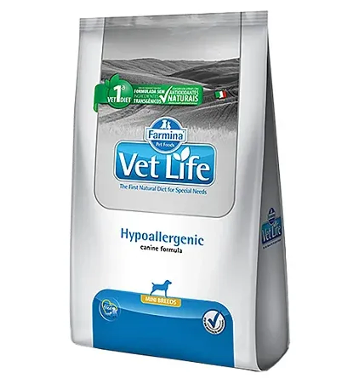Ração Vet Life Canine Hypoallergenic Mini 10 kg da marca FARMINA no Pet Shop Bichos & Cia em Ubá