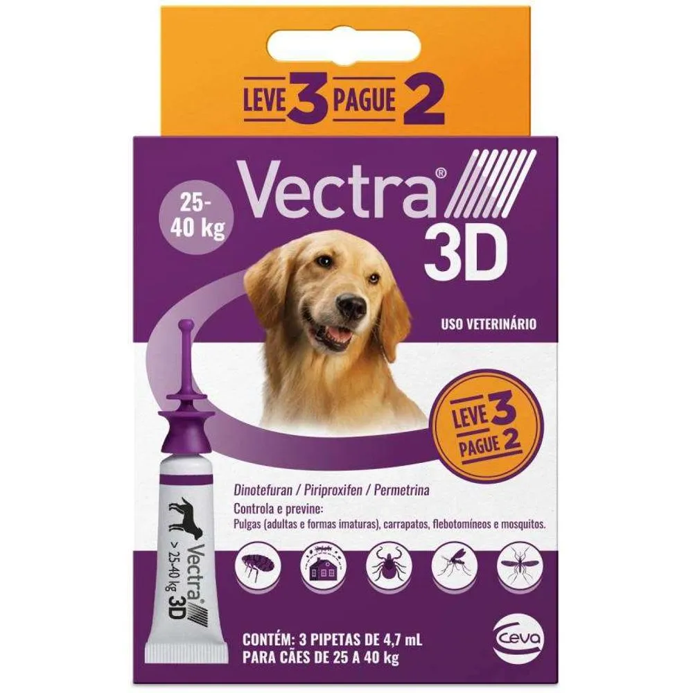Vectra 3d Cães 25 a 40Kg Kit com 3