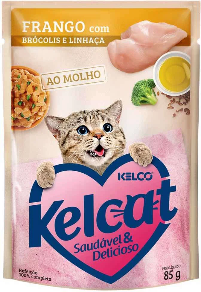 Kelcat sachê frango, brócolis e linhaça