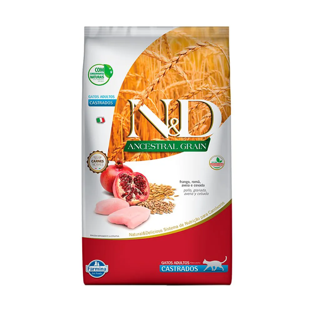 Ração ND Ancestral Feline Frango Adult Castrado 7,5 kg