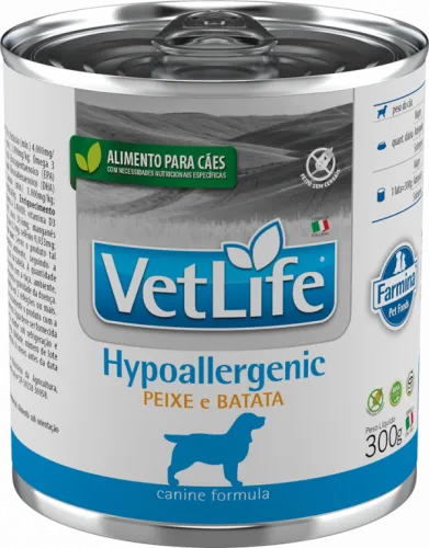 Ração Vet Life Canine Wet Hypoallergenic Peixe 300 grs