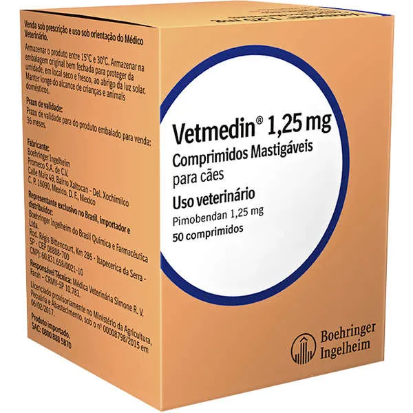 Vetmedin Chewab Chew 1,25 mg com 50 comprimidos