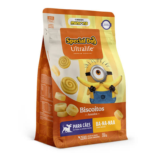 BISCOITO SPECIALDOG ULTRALIFE EDICAO LIMITADA BANANA 10X250G no Pet Shop Bichos & Cia em Ubá