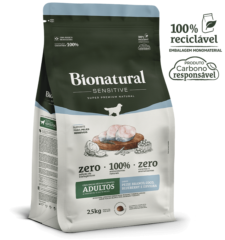 BIONATURAL SENSITIVE CAES RACAS MEDIAS E GRANDES ADULT 15KG