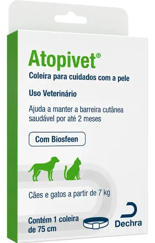 Coleira Atopivet 75 cm para Cães e Gatos acima de 7 kg no Pet Shop Bichos & Cia em Ubá